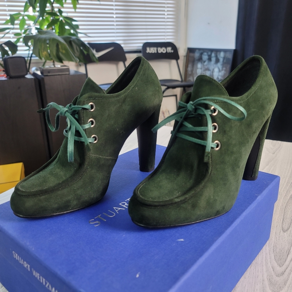 Stuart Weitzman Green Suede Ankle Boots